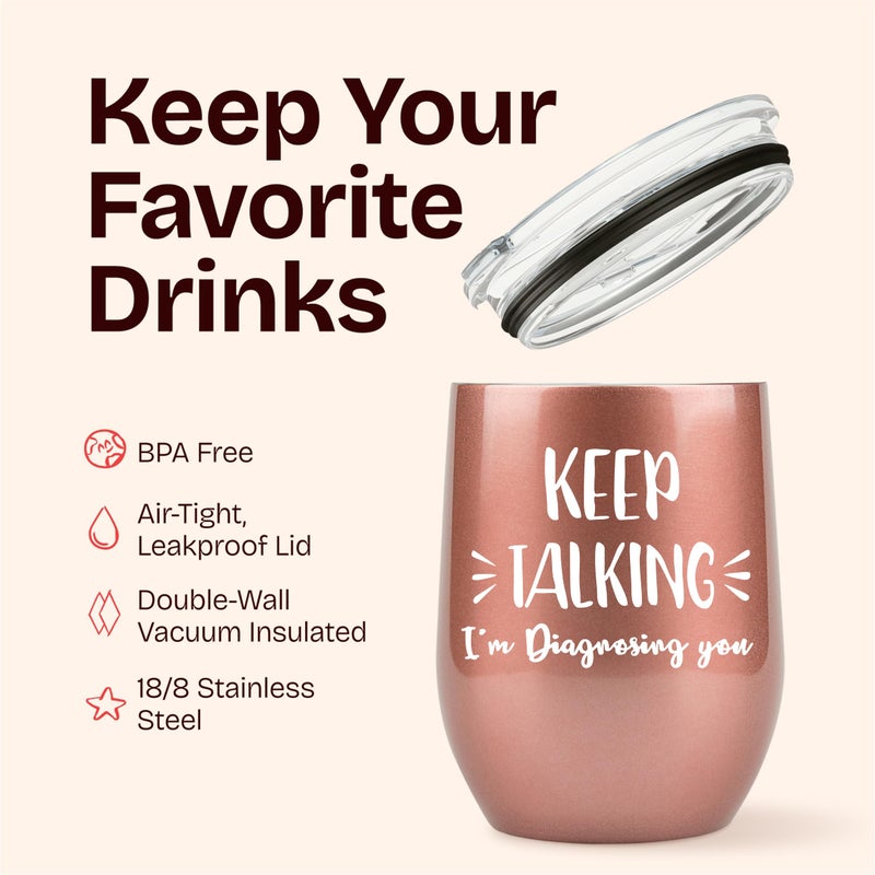 KLUBI Psychology Gifts - Keep Talking I'm Diagnosing You Wine Tumbler 12 Ounce SLP Gifts for Therapist Counselors Speech Pathologist Mental Health Gift for Women - Image 5